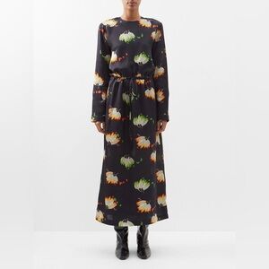 Raey Tulip Drawstring Jacquard Tunic Dress - Silk Blend - Navy - UK 4/US 0